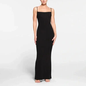 NEW Skims Black Dress Soft Lounge Long Slip Dress Maxi Onyx XS